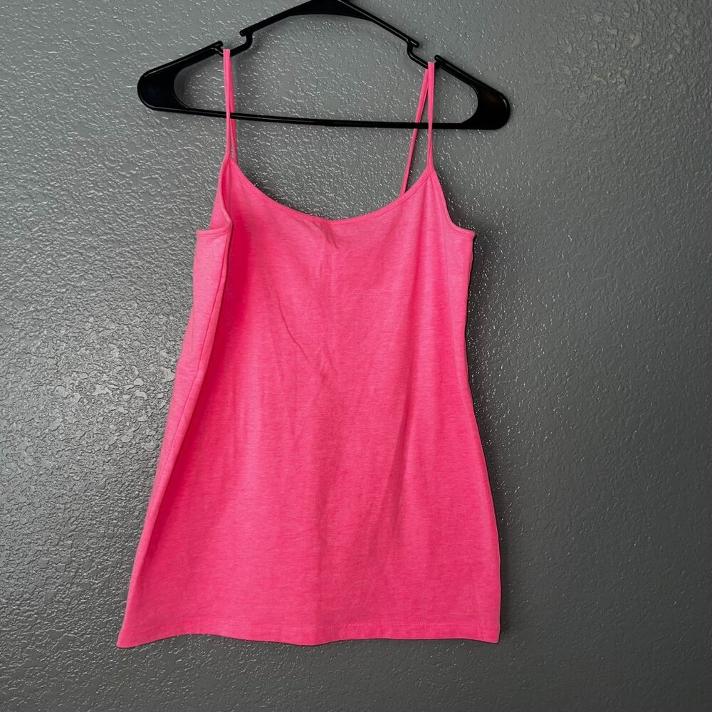 Pink Ribbed Stretch Cami Tank Top Juniors XL 15-17 Soft Fitted Casual